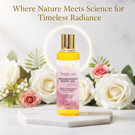 Bright Skin Cosmetics texture close-up drop highlighting lightweight oil and fast absorption benefits