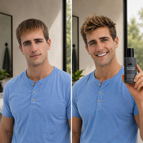 BRIGHTSIDE model with beachy textured hair demonstrating fuller-looking volume