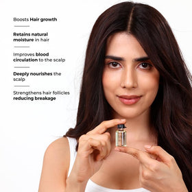 BRILLARE applying oil shots to scalp to nourish roots and reduce dryness