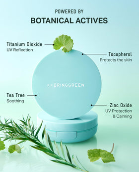 BRING GREEN application before and after showing reduced redness and even tone