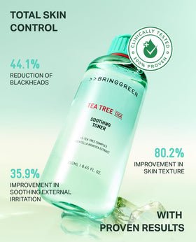 BRING GREEN toner applied with cotton pad for gentle exfoliation