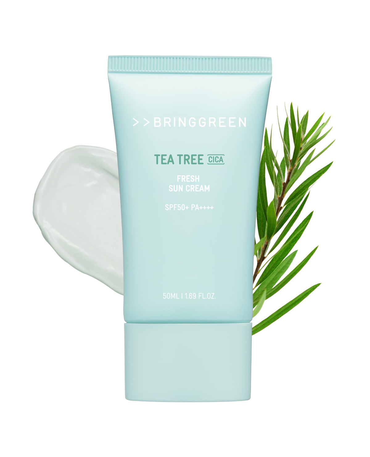 BRING GREEN front packaging showing SPF 50+ protection and compact size