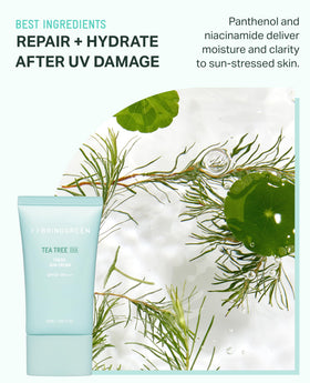 BRING GREEN ingredient label showing tea tree and CICA calming benefits