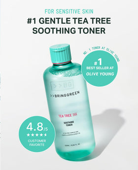BRING GREEN watery toner texture poured on hand for fast absorption