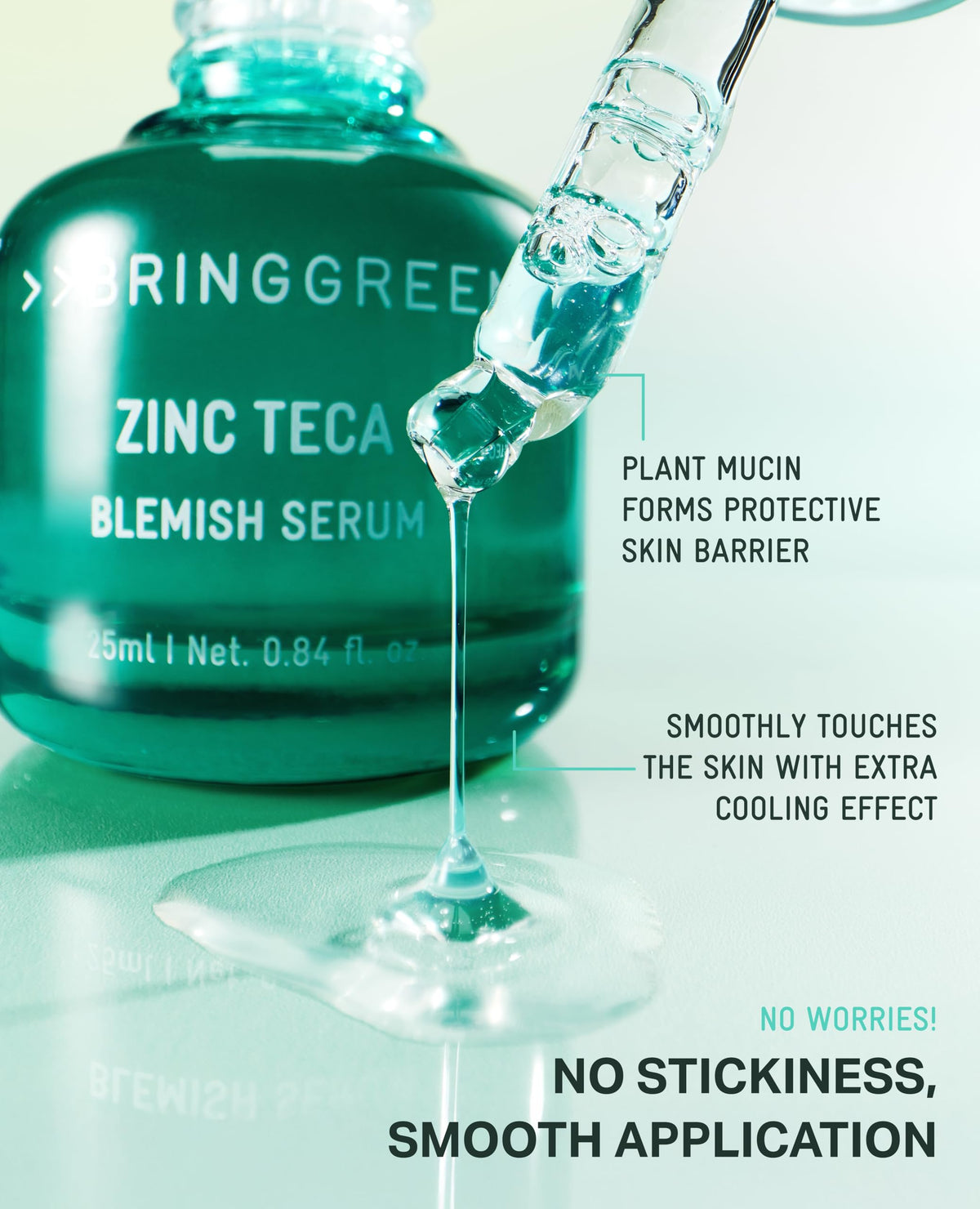 BRING GREEN serum staged in bathroom routine to show easy layering with moisturizer