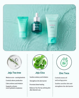 BRING GREEN tea tree and centella leaves ingredient shot emphasizing soothing properties