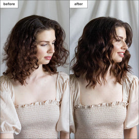 Briogeo product being applied to towel-dried hair for intense conditioning