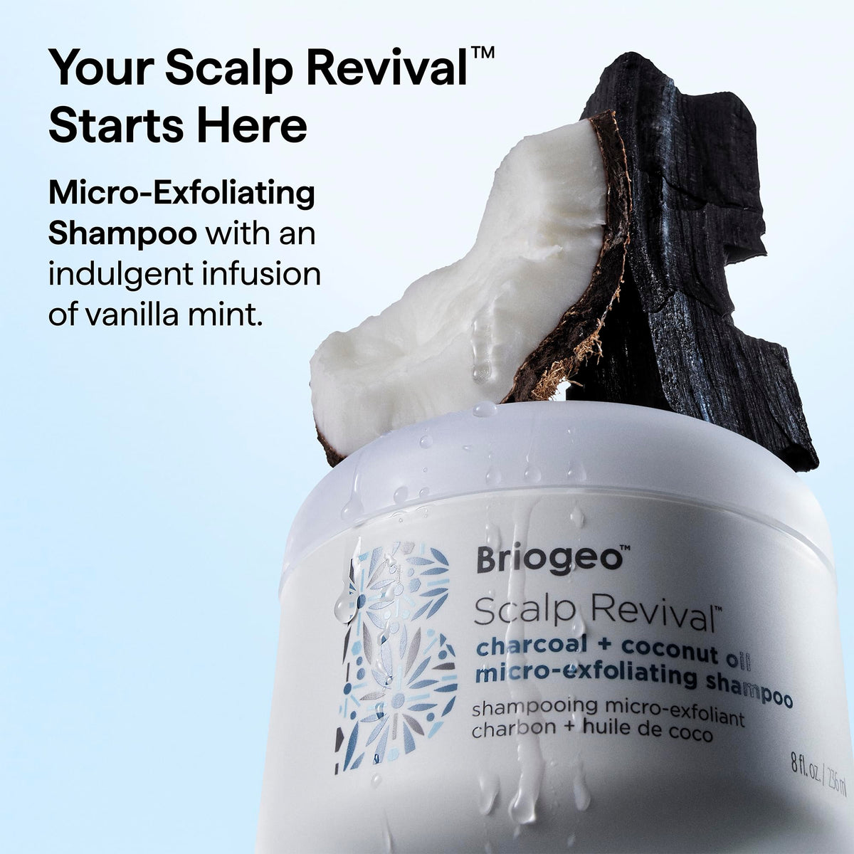briogeo back label close up listing ingredients and usage benefits