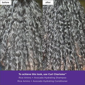 Briogeo before and after curls showing improved definition and reduced frizz