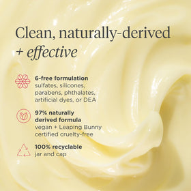 Briogeo label close-up showing vegan, color-safe and naturally derived claims