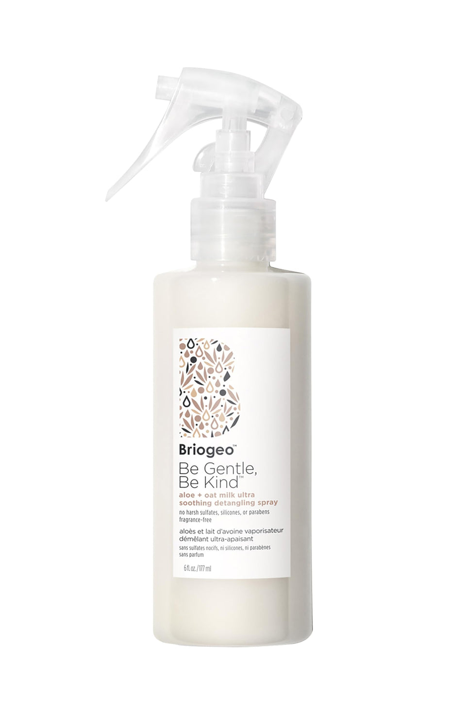 Briogeo front packaging showing bottle and label benefit for gentle detangling