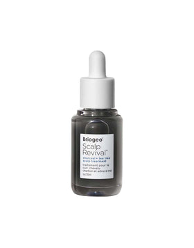 Briogeo front packaging of scalp revival serum shows bottle and label benefits