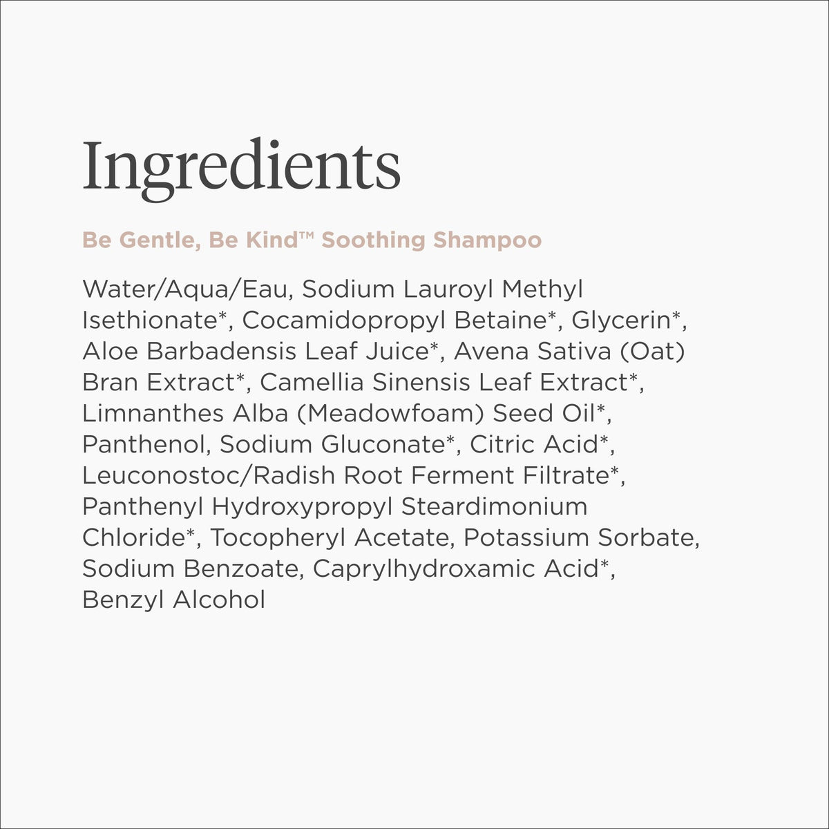 Briogeo ingredient label close-up showing clean, natural formulation