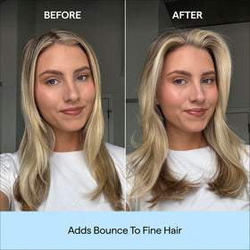 Briogeo being applied to wet hair mid-lengths, detangling for easier styling