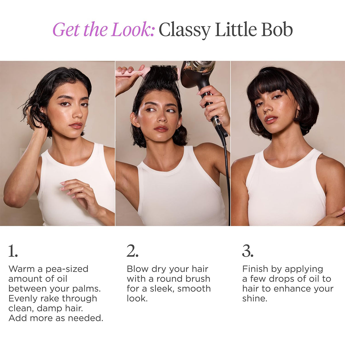 Briogeo finished hairstyle with mirror-like shine and smoothness