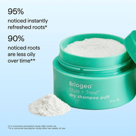 Briogeo travel lifestyle with puff in purse for quick touchups