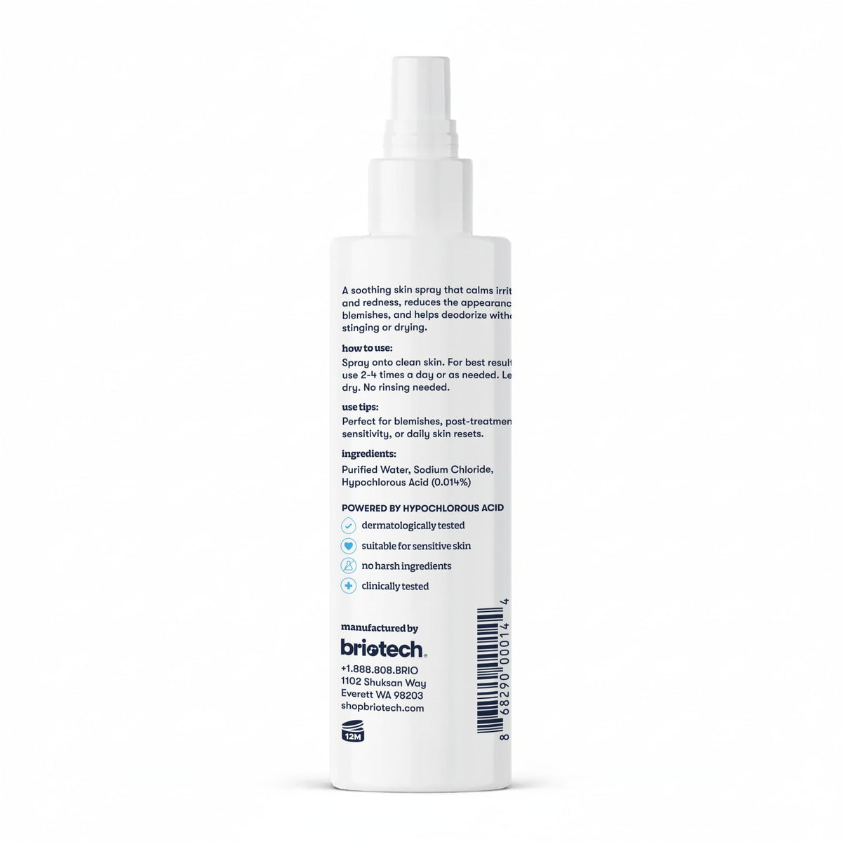 BRIOTECH label and ingredient panel showing two ingredient purity and safety