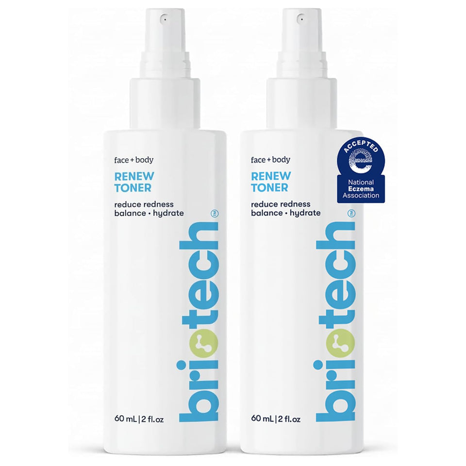 BRIOTECH front packaging travel toner showing compact bottle and label calming effect