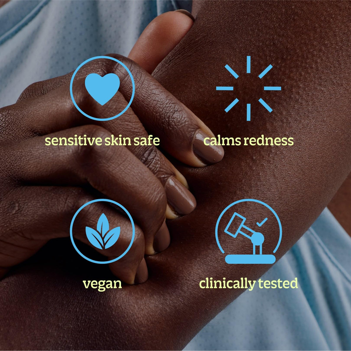 BRIOTECH mist sprayed into hand demonstrating gentle hydration benefit