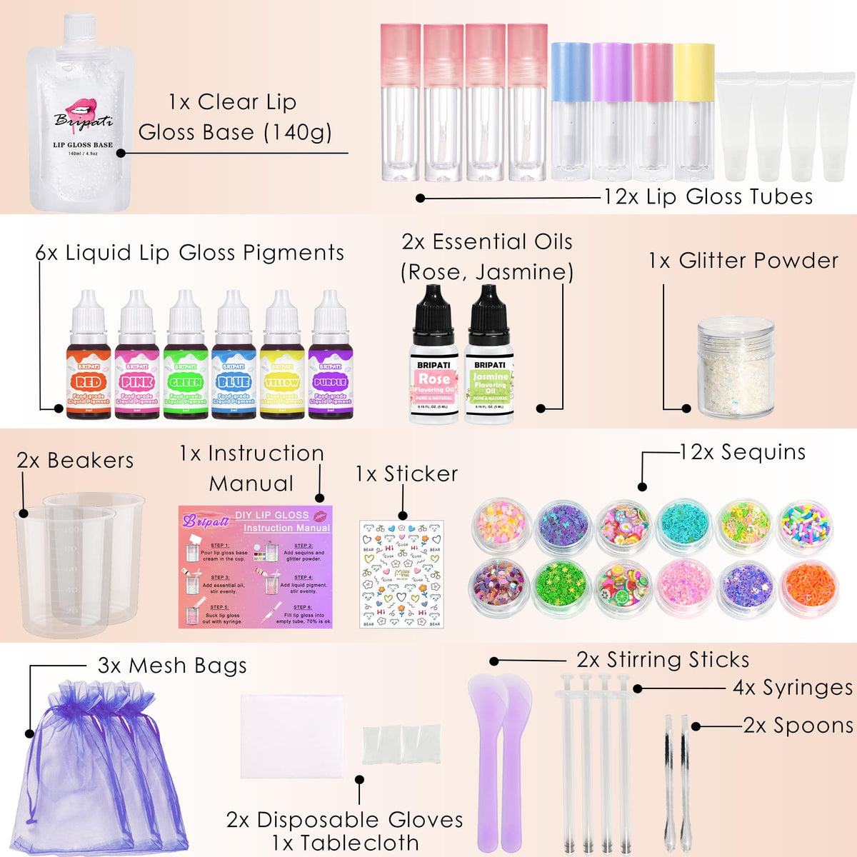 BRIPATI clear lip gloss base close-up highlighting smooth texture and hydration