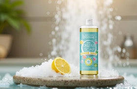 Brittanie's Thyme rich lather close-up demonstrating gentle cleansing