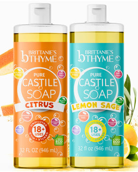 Brittanie's Thyme front packaging showing two 32oz refill bottles and natural appeal