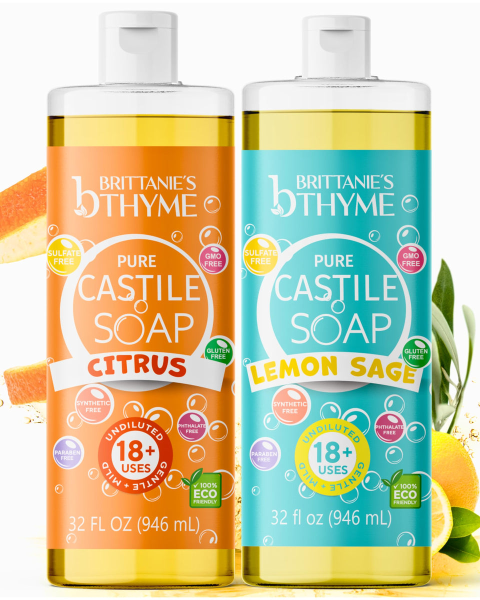 Brittanie's Thyme front packaging showing two 32oz refill bottles and natural appeal
