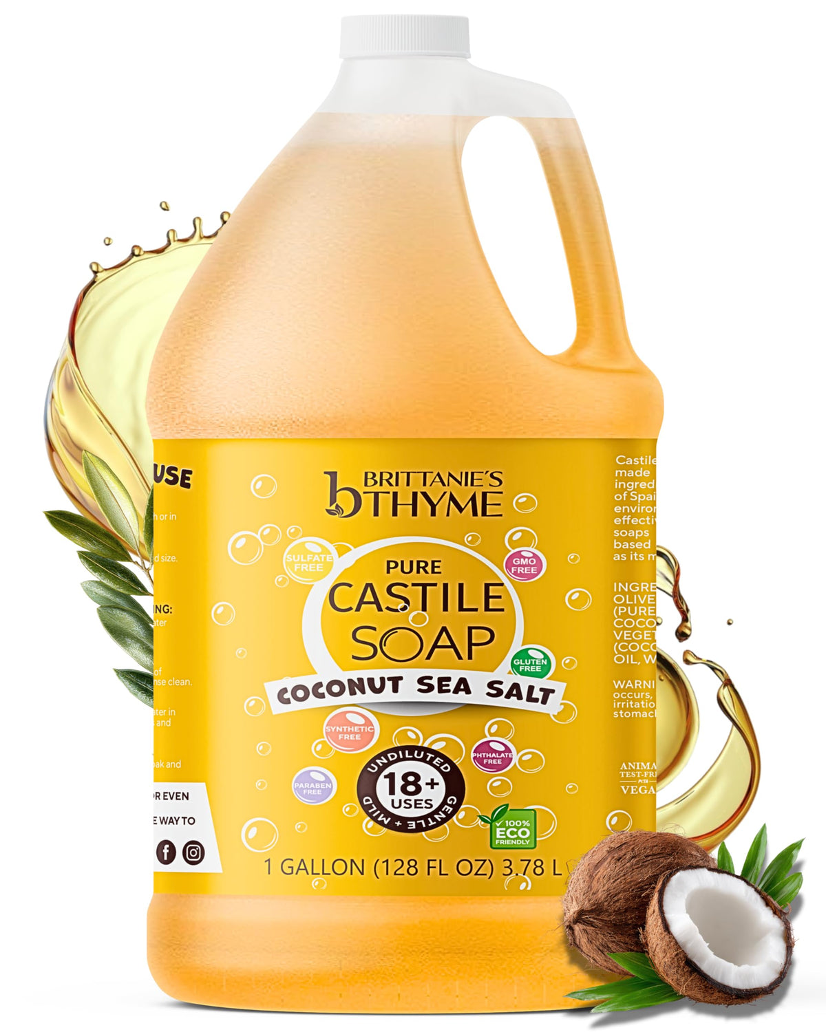 Brittanie's Thyme gallon bottle front label showing product benefits