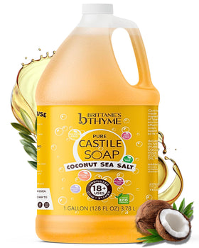 Brittanie's Thyme gallon bottle front label showing product benefits