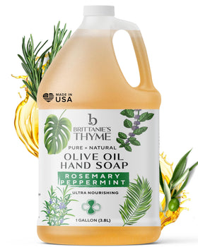Brittanie's Thyme gallon front label showing product benefits and scent