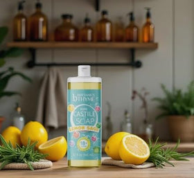 Brittanie's Thyme label ingredients close-up highlighting organic oils