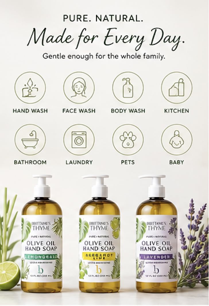 Brittanie's Thyme lemongrass in use for handwashing to refresh and gently cleanse
