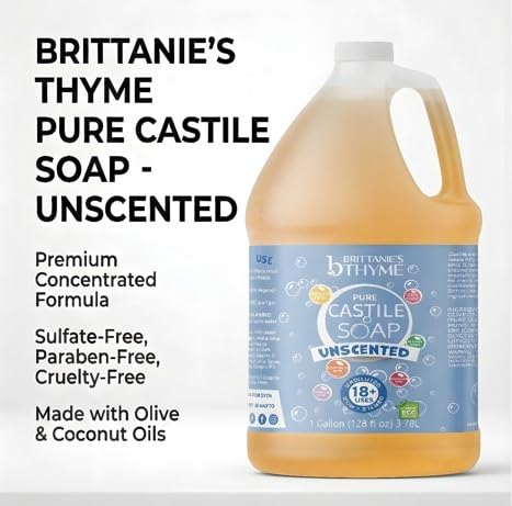 Brittanie's Thyme pouring close-up with foam illustrating gentle cleansing