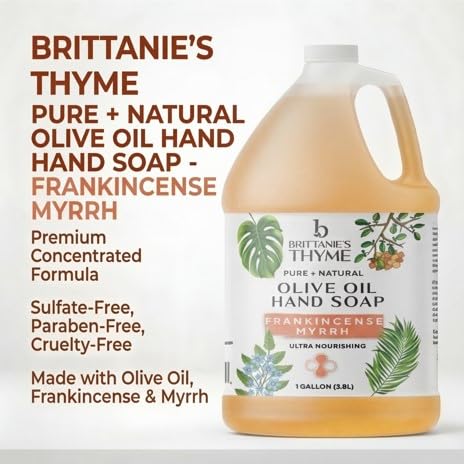 brittanie's thyme being poured from gallon into refill bottle for reduced waste