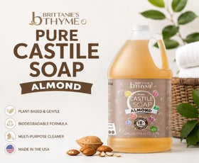 Brittanie's Thyme pouring soap into dispenser demonstrating easy dilution control