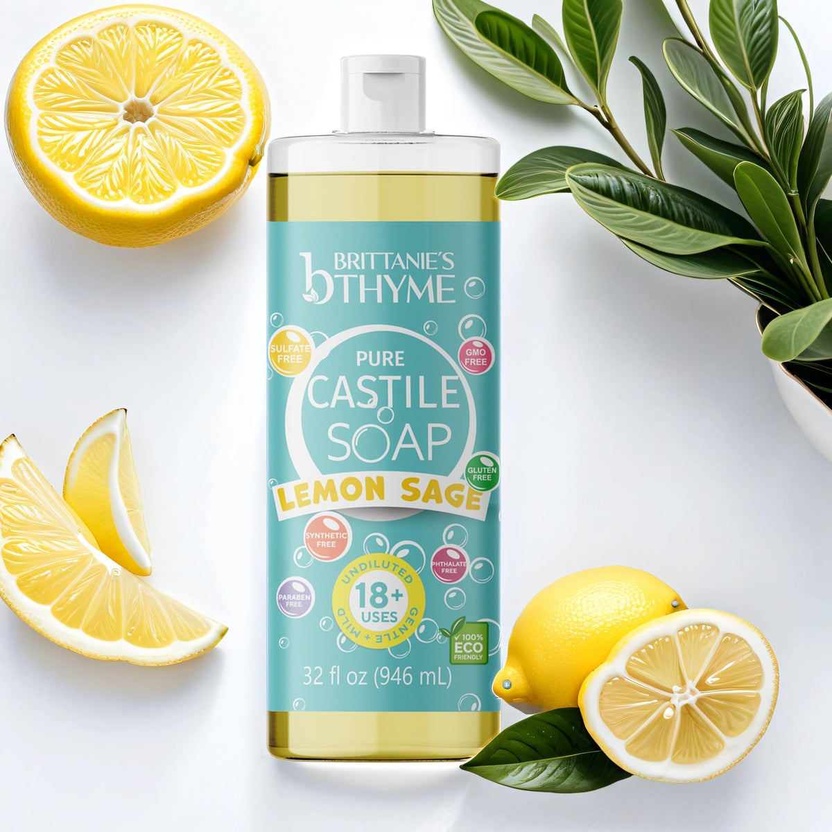 Brittanie's Thyme pouring refill into dispenser illustrating easy transfer