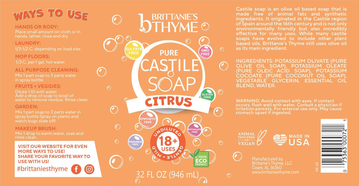 Brittanie's Thyme pouring refill bottle close-up demonstrating easy refill benefit