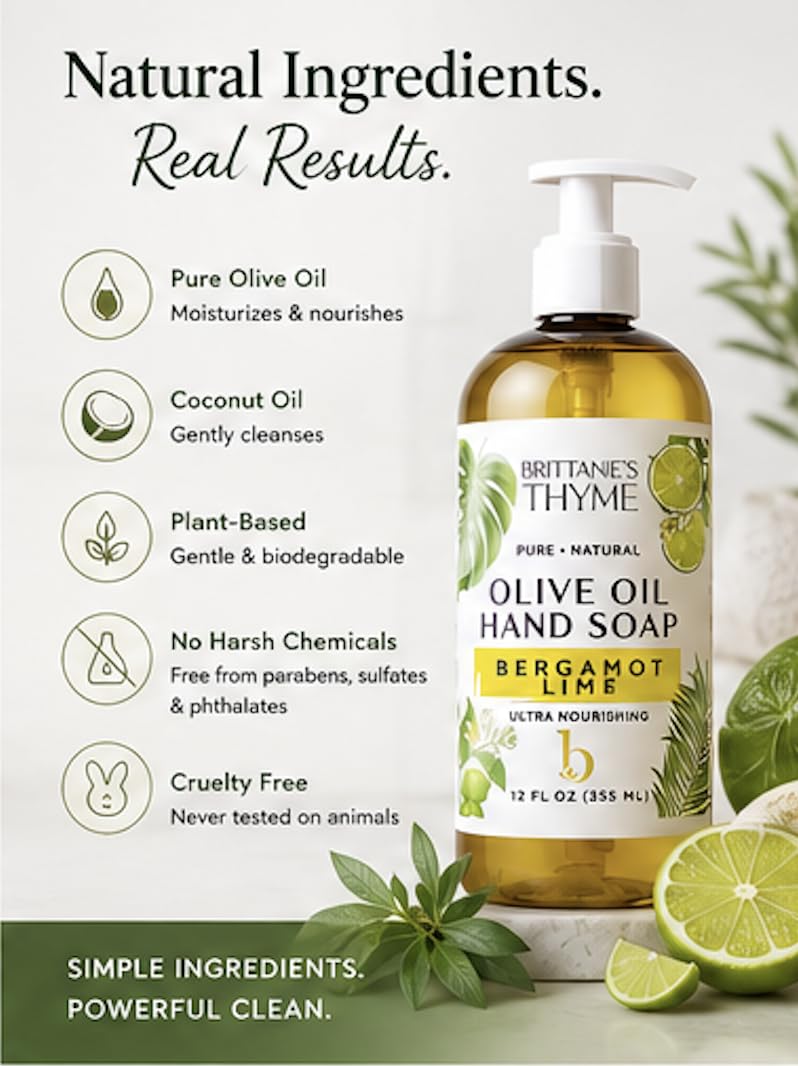 Brittanie's Thyme three refill bottles with readable labels promoting small-batch quality