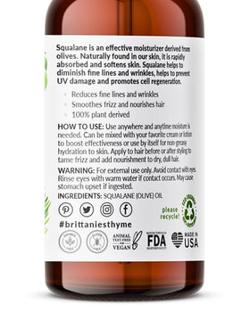 Brittanie's Thyme dropper dispensing squalane illustrating precise application