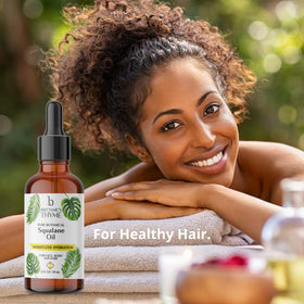 Brittanie's Thyme applied to hair ends demonstrating frizz control and shine