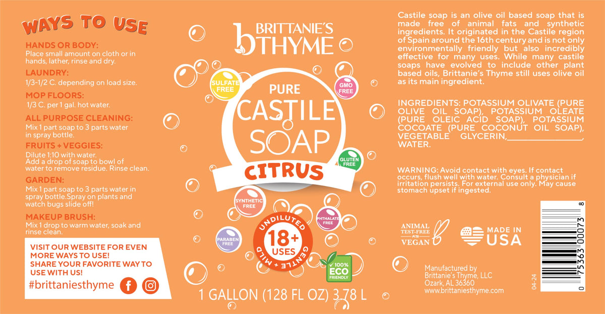 Brittanie's Thyme one-gallon refill with reusable bottles for sustainable living