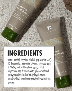 BRMUD on bathroom shelf in lifestyle shot suggesting spa-like routine and self-care benefit
