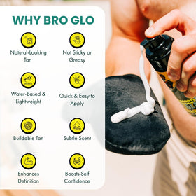 bro glo application on forearm showing even spread for streak-free bronze
