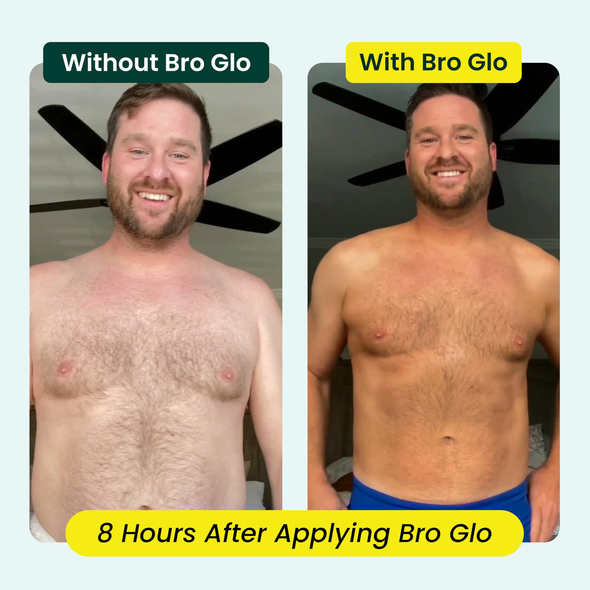bro glo face and neck demo illustrating even coverage and natural finish