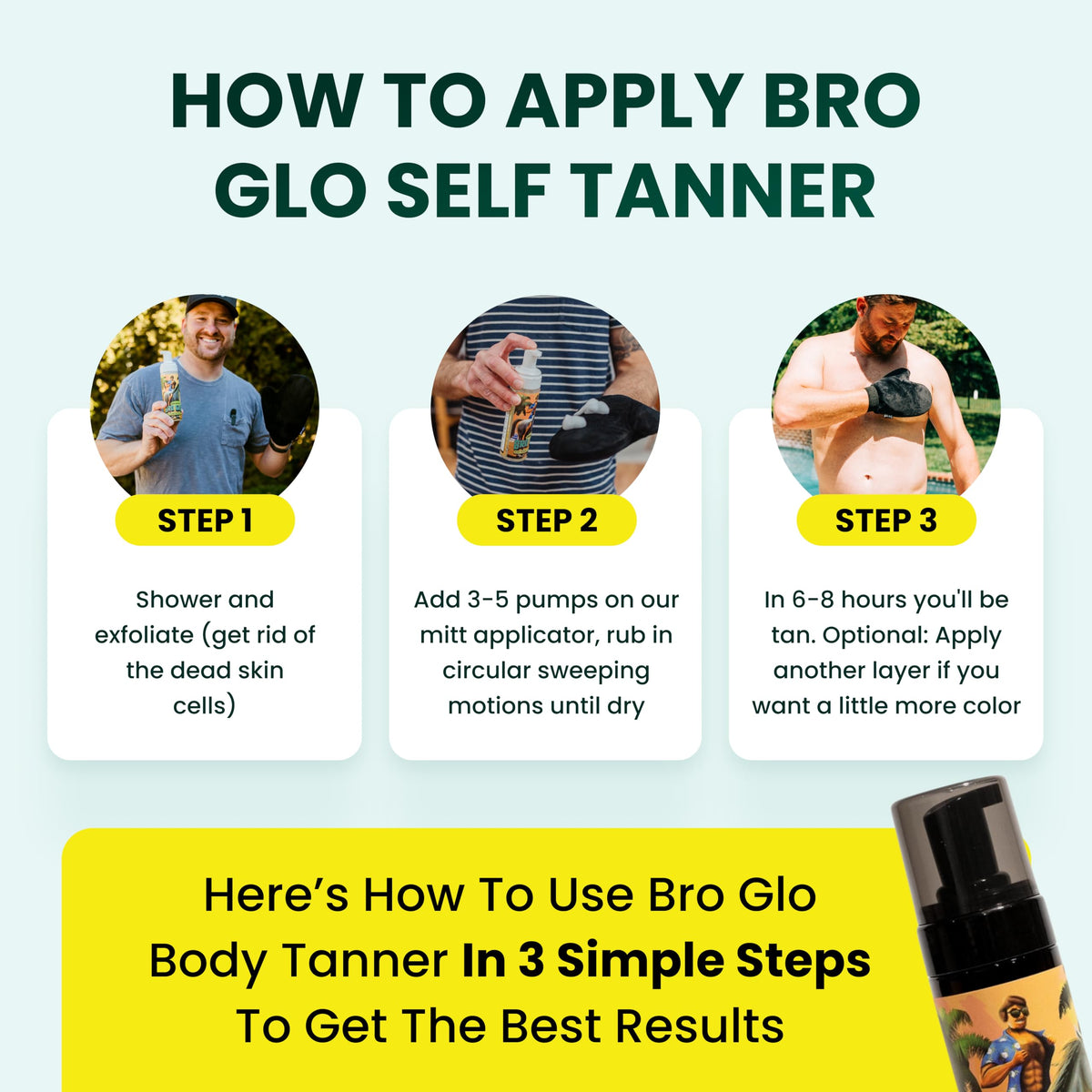 bro glo size comparison in hand illustrating travel-friendly 6.76 fl oz convenience