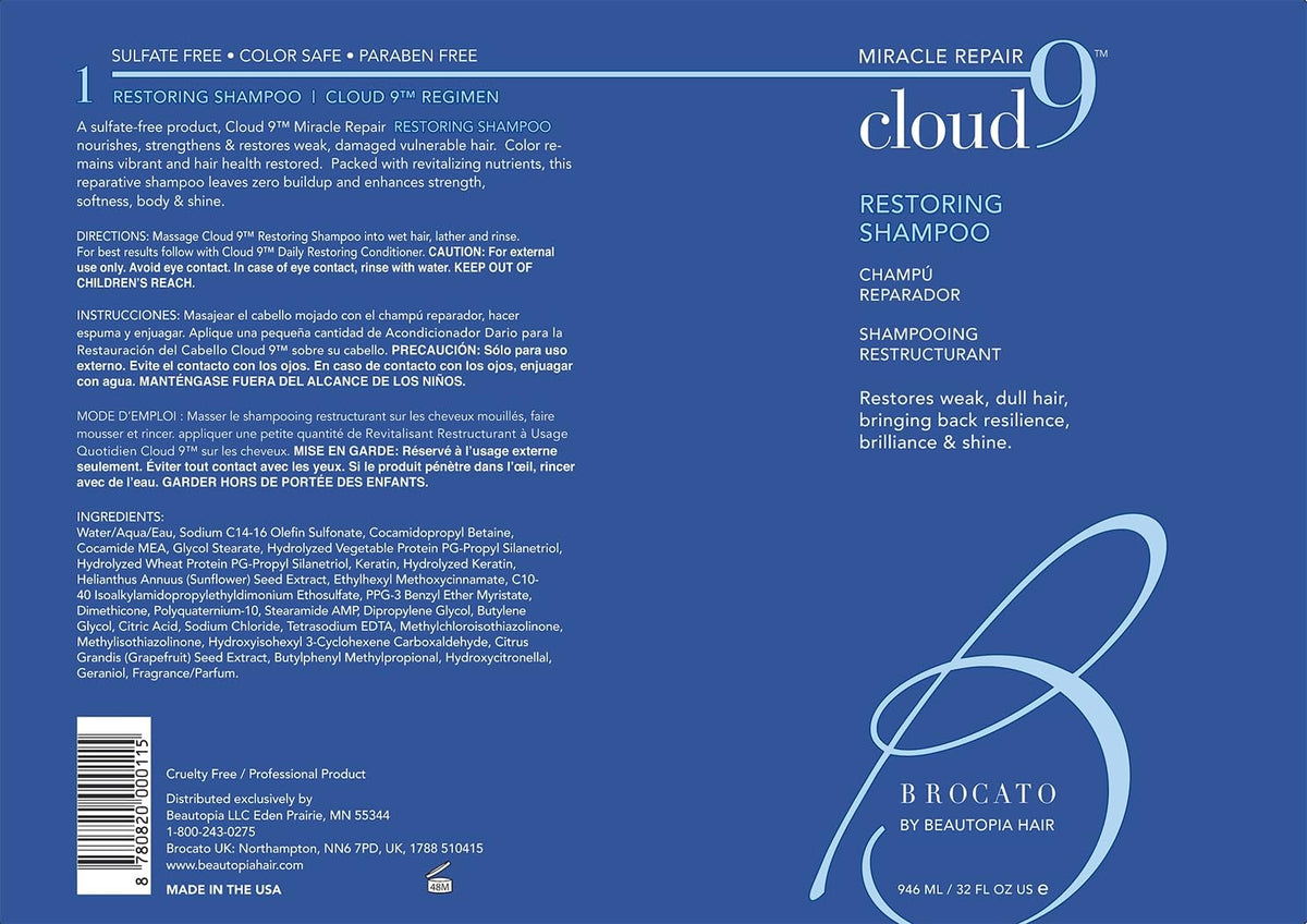 Brocato Cloud 9 styled hair after use showing improved shine