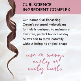 Brocato Curl Karma size and ingredients label illustrating product details and conditioning benefit