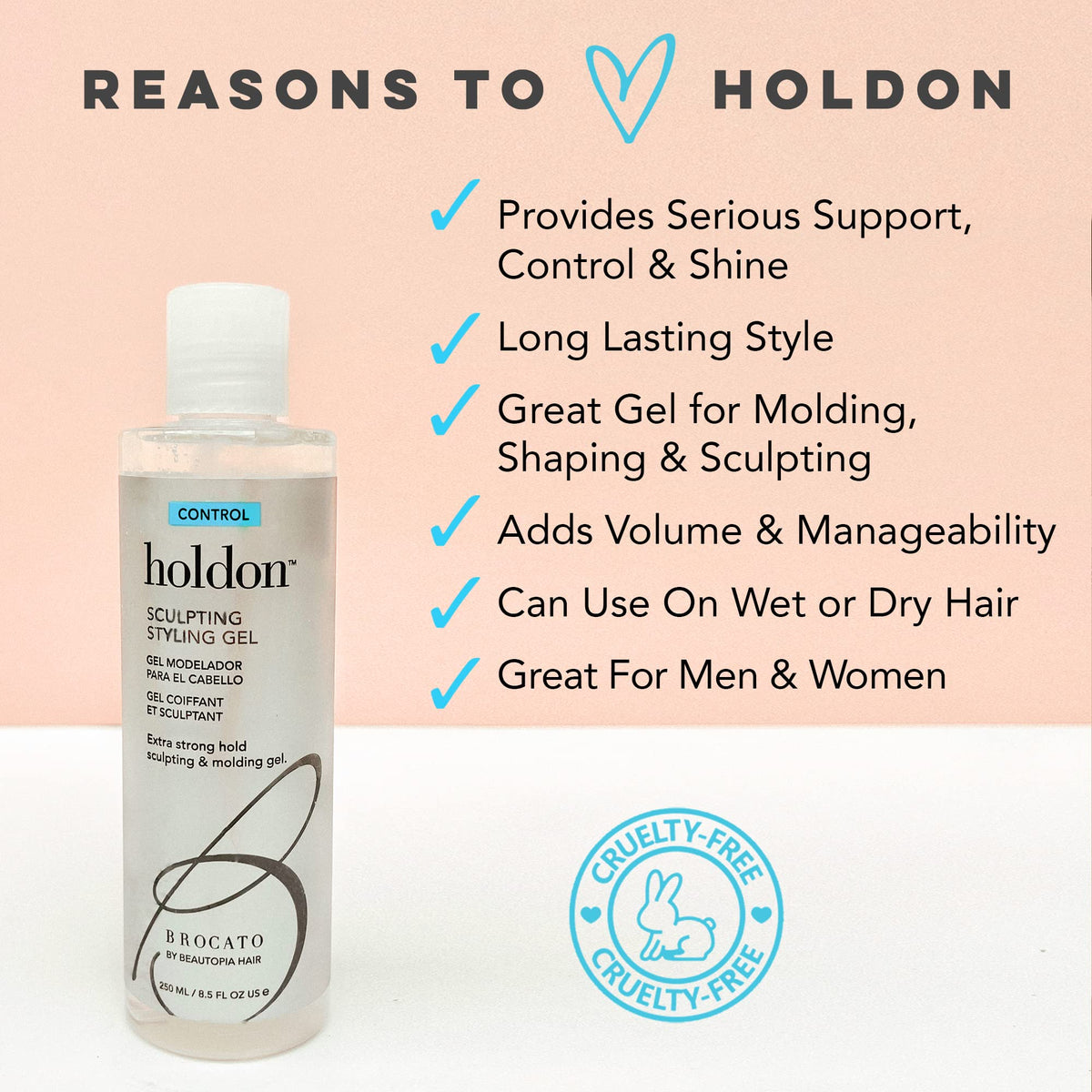 Brocato gel in use styling hair with strong hold