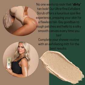 Bronze Cactus scrub staged in shower setting illustrating easy use for flawless tanning