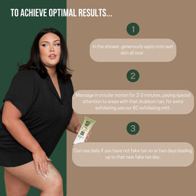 Bronze Cactus scrub in hand demonstrating application and smooth skin prep benefit